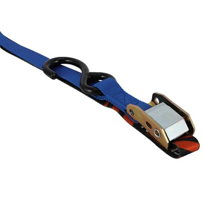 Motorcycle Tie Down Straps - 1200lb Break Strength, 2 Pack 7ft x 1in Down Strap Set with Heavy-Duty Buckles, Steel Carabiner, S-Hooks Buckle for securing Trailers, Dirt Bikes, enduros, Cargo-Blue - color: Blue