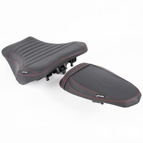 Motorcycle Driver Rider Rear Passenger Seat fit for Z900 Z 900 2017 2018 2019 2020 2021 2022 2023 2024 Pressure Relief Soft Pillion Saddle Cushion Pad, Black - color: Front & Rear - Black