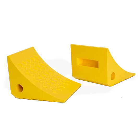 Wheel Chocks, Rubber Wheel Chock with Curved, Durable, Non-Slip, Solid Trailer Wheel Chocks for Boat Trailers, RV, Truck, Camper, 30000lbs (Yellow) - color: YELLOW