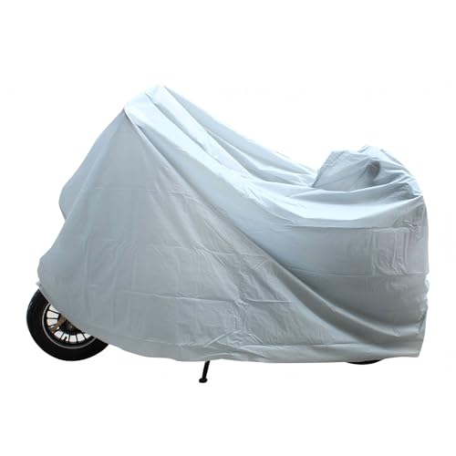 Motorcycle Cover, Waterproof Sunproof Outdoor Protective Covers, 55.12" x 94.49" Heavy Duty Bicycle Protective Accessories, Universal for Most Motorcycles (White) - color: White