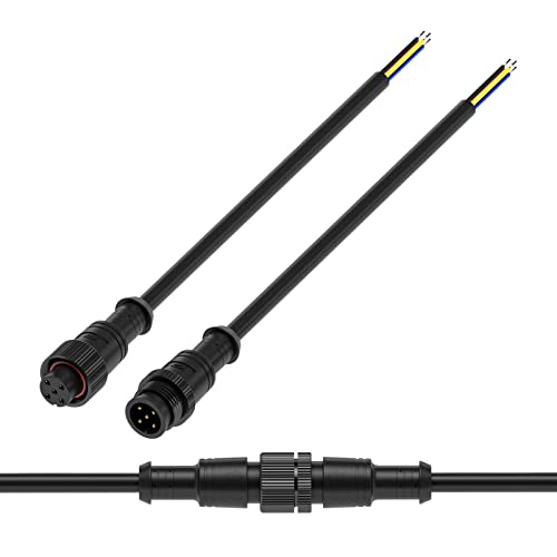 BTF-LIGHTING 5 Pin Electrical Metal nut Connector 22AWG IP67 Male Female Connector 7.87in/20cm Extension Cable for Car,Truck,Boat,Indoor/Outdoor LED Strip Lights/String 22mm Metal Nut Big Size - color: 1to1, size: 5 Pin Big Size
