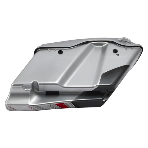 HR3 Custom 4" Stretched Hard Saddlebags w/Speaker Lids Compatible with 2014-later Harley Touring Road King Road Glide Street Glide Ultra Limited FLHT (Candy Red/Silver Honeycomb Fade) - color: Custom- Candy Red / Silver Honeycomb Fade