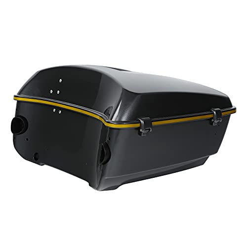 Gold/Black Geometric Shape Fade 13.7" King Trunk W/Latch Key Fit For Harley Trunk Touring CVO Road King Road Glide Street Glide Electra Glide Ultra Limited 2014-2025 - color: Gold/Black Geometric Shape Fade(W Speaker Holes)