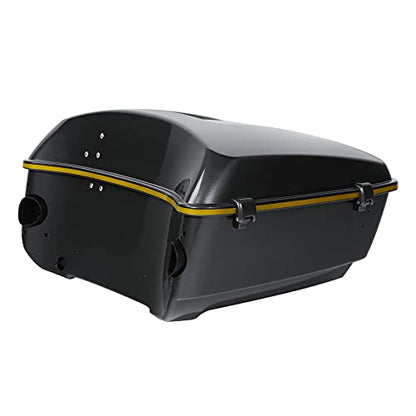 Gold/Black Geometric Shape Fade 13.7" King Trunk W/Latch Key Fit For Harley Trunk Touring CVO Road King Road Glide Street Glide Electra Glide Ultra Limited 2014-2025 - color: Gold/Black Geometric Shape Fade(W Speaker Holes)