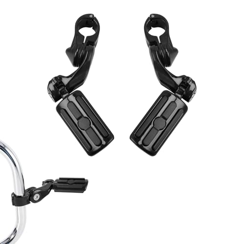 XFMT Motorcycle Highway Pegs 1.25" Short Angled Highway Foot Pegs Adjustable Footrest Fit For Harley Touring Road King Street Glide Electra Glide Softail Sportster with 1 1/4" Engine Guard, Black - color: Black Style 1, size: Short Angled
