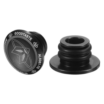 HARFINGTON Bar End Plugs Aluminum Handlebar End Caps Bike Plugs 0.57oz with Matching Rings for MTB Road BMX Fixed Gear Bike, Black - color: Black