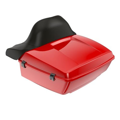 Advanblack 2025 Road Glide King Tour Trunk Pack Black Latch Wrap-Around Backrest Compatible with 1997-2025 Harley Touring Road Glide, Street Glide, Electra Glide (Rally Red) - color: Rally Red