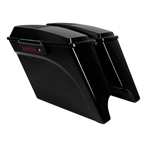 TCMT 5" Stretched Extended Saddlebags 6X9 Speaker Lid Latches Fits For Harley 1994-2013 Touring CVO Road Glide Road King Street Glide Electra Glide Ultra Classic 1994-2013 Vivid Black - color: Vivid Black Black Latches(6x9 Speaker Lid)
