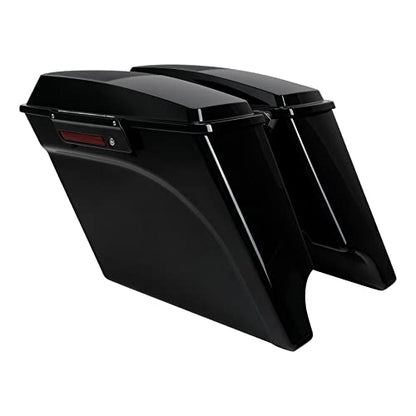 TCMT 5" Stretched Extended Saddlebags 6X9 Speaker Lid Latches Fits For Harley 1994-2013 Touring CVO Road Glide Road King Street Glide Electra Glide Ultra Classic 1994-2013 Vivid Black - color: Vivid Black Black Latches(6x9 Speaker Lid)