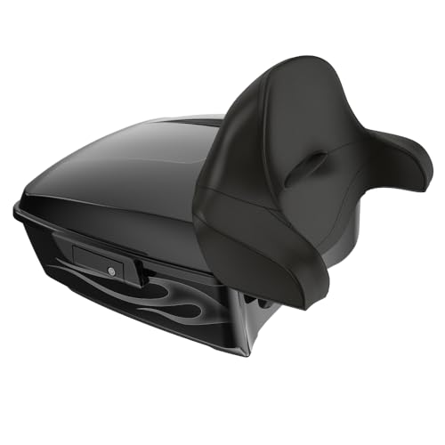 Advanblack 2025 Road Glide King Tour Trunk Pack Black Latch Wrap-Around Backrest Compatible with 1997-2025 Harley Touring Road Glide, Street Glide, Electra Glide (Midnight Firestorm) - color: Midnight Firestorm