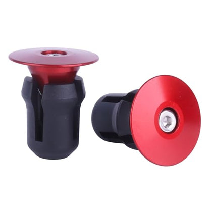 2 Pcs Aluminum Bike Handlebar End Plugs for Road Mountain Bike Handlebar Caps (Red) - color: Red