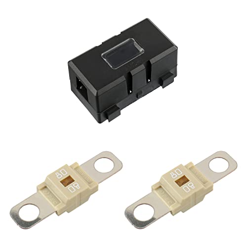 Midi Fuse Holder and 2 High Current Fuses for Cars, Trucks, Vehicles (80 Amp) - color: 80A