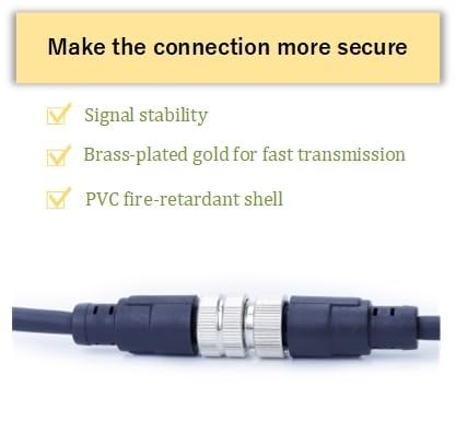 M8 4-Pin Male to Female Connector Cable, A-Coded Straight Circular Industrial Molded Cable, IP67 Waterproof Unshielded PVC Wire, 30V 3A AC/DC, AWG24 - size: 5m, style: 4pin