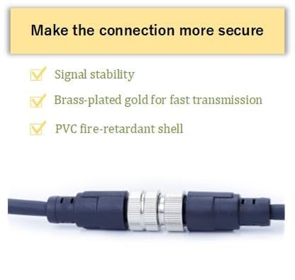 M8 4-Pin Male to Female Connector Cable, A-Coded Straight Circular Industrial Molded Cable, IP67 Waterproof Unshielded PVC Wire, 30V 3A AC/DC, AWG24 - size: 5m, style: 4pin
