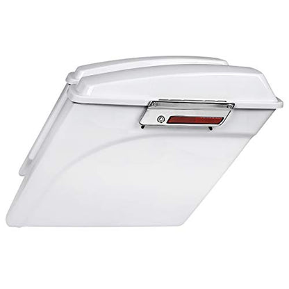 SLMOTO Saddle Bags, 5" White Stretched Extended Hard Saddlebags Fit For Harley FLHT FLHTCU FLHRC Road King Road Glide Street Glide Electra Glide Ultra-Classic Softail Dyna Sportster 1993-2013 - color: White Saddlebag