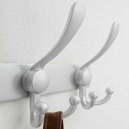 Dseap Coat Rack Wall Mount, Heavy Duty 12-Gauge Base vs Flimsy 1mm, Double-Thick Solid Anti-Snap Hooks, 16” Stud-Mount, Stainless Steel Hanger for Clothes Hat Entryway Closet Mudroom, Silver - color: Silver, size: L=17" (1pcs)