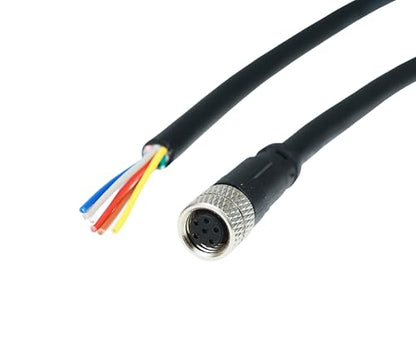 M8 6-Pin Female Connector Cable, A-Coded Straight Circular Industrial Molded Cable, IP67 Waterproof Unshielded PVC Wire, 60V 3A AC/DC, AWG24 - size: 2m, style: 6 Pin Female