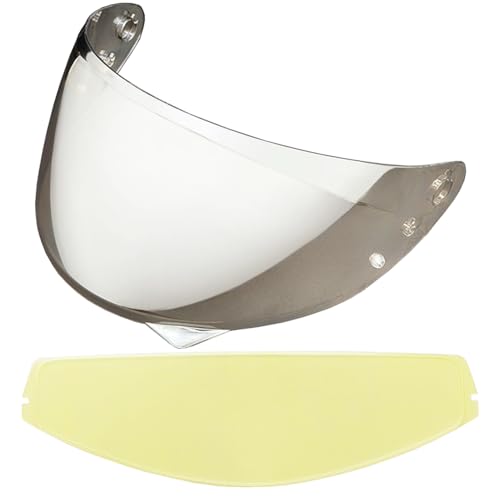 HJ-34P Helmet Visor Replacement for HJC C10.Motorcycle Helmet Shield UV Protection Compatible with HJC C10 (Revo Clear Silver+Anti Fog Film) - color: Anti Fog Film+revo Clear Silver