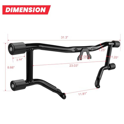 2014-2026 Front Engine Guard Crash Bar for Harley Touring Street Glide Road Glide Road King Electra Glide Ultra Classic, Gloss Black Flat Out Bar