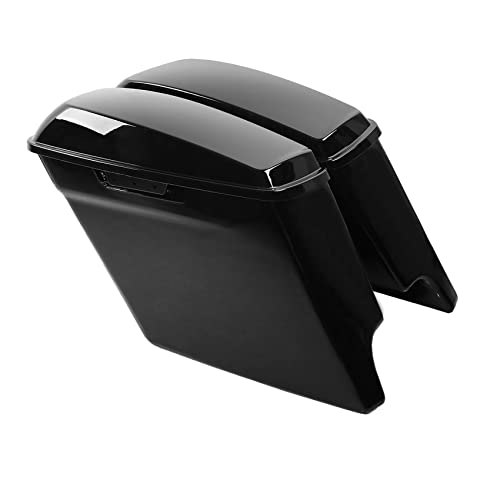 XFMT Motorcycle Saddlebags 5" Stretched Hard Saddle Bags Extended Saddlebags For Harley Touring Road King Street Glide Road Glide Electra Glide 2014-2024, Vivid Black - color: 5" Stretched-Vivid Black No Latches