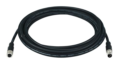 M8 4-Pin Male to Female Connector Cable, A-Coded Straight Circular Industrial Molded Cable, IP67 Waterproof Unshielded PVC Wire, 30V 3A AC/DC, AWG24 - size: 1m, style: 4pin