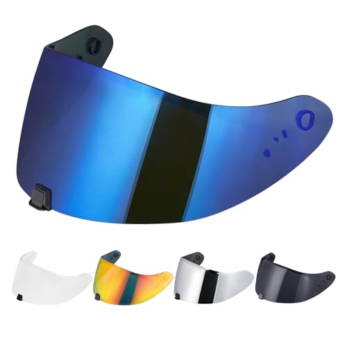 R420 Visor Shield Repalcement, UV Protection Outer Face Helmet Shield Compatible with R420 Motorcycle Accessories (Chrome Blue) - color: Chrome Blue