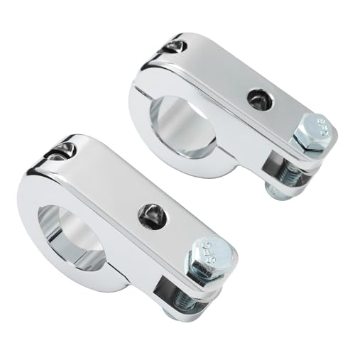 TCMT Chrome Foot Pegs Foot rest Mounting P-Clamp Footpeg Footrest Set Fits For Harley-Davidson 1 1/4"(32mm) highway bars - color: Chrome, size: P-Clamp Mounts