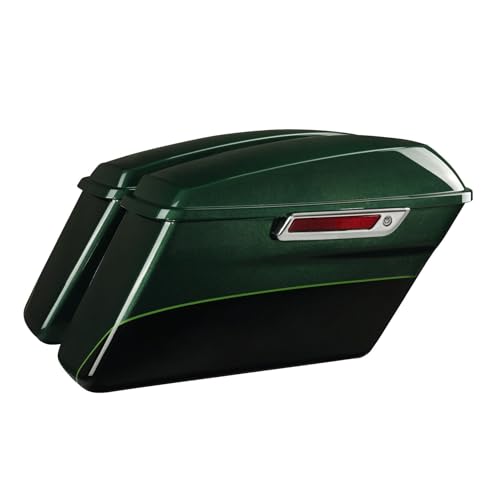 HR3 Deep Jade Pearl/Vivid Black Hard Saddlebags Compatible with 2015 Ultra Limited FLHTK (Replace for OEM) Fit for 2014-2023 Harley Touring Models - color: Deep Jade Pearl / Vivid Black