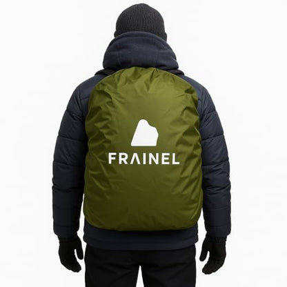 Waterproof Backpack Rain Cover. 210 Taffeta Silver-Coated Inner Layer. Reflective Logo and Buckle Strap. Army Green Style 60L. Include Storage Bag with Zipper