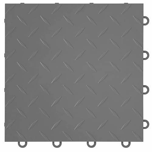 Nitro Tiles by FlooringInc 12" x 12" Interlocking Garage Floor Tiles, Diamond Pattern Heavy Duty Polypropylene Flooring, Modular Snap-Together Non-Slip Floor Tile, Graphite, 1-Pack (1 Sq Ft) - color: Graphite, size: 1 Tile (1 Sq/Ft)