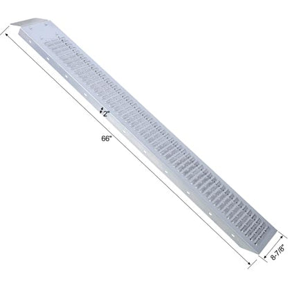 960lbs Capacity Loading Ramps for Pickup Trucks, Steel Motorcycle Ramp, Dirt Bike Ramp for Truck, Lawn Mower, Snowblower, ATV, Quad, Pack of 2,with 2pcs tie Straps,1pair Gloves (66" L-1) - size: 66" L-1