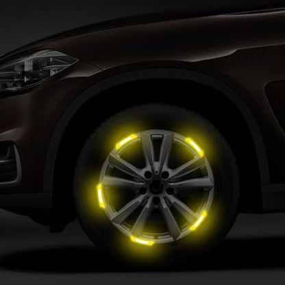 20PCS Strong Reflective Car Wheel Hub Stickers for Cars Helmet Night Safety Warning Reflective Stripe Decals Auto Truck Motorcycle Bicycle Wheels Rim Reflective Stickers (Yellow) - color: Yellow