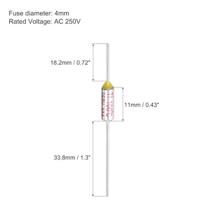 MECCANIXITY 10 Pcs Metal Temperature Thermal Fuse SF100 100C 212F 10A 250V Cutoff Thermal Fuse with 20 Pcs BN1.25 Bare Terminal Butt Connector - style: SF100