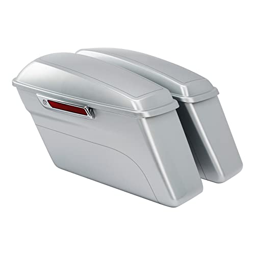 HR3 Brilliant Silver Pearl Hard Saddlebags Compatible with 2015 Electra Glide Ultra Classic FLHTCU (Replace for OEM) Fit for 2014-2023 Harley Touring Models - color: Brilliant Silver Pearl