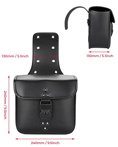 KEMIMOTO Motorcycle Saddlebags with Secure Lock & Quick-Release Buckles 15L (7.5Lx2) PU Leather Throw Over Hard-Shell Side Bags Universal Fit for Sportster Softail Rebel Dyna Cruiser - style: With Lock