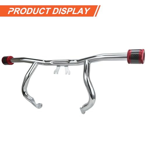 Engine Guard Flat Out Crash Bar for 2014-2025 Harley Touring Street Glide Road Glide Road King Electra Glide Ultra Models (Chrome w/Red CNC) - color: Chrome w/Red CNC