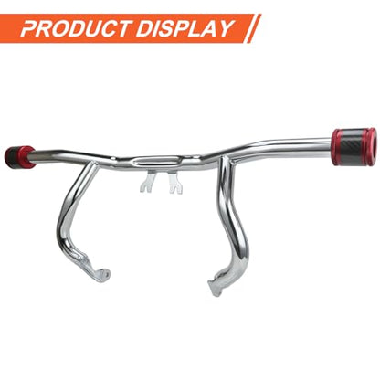 Engine Guard Flat Out Crash Bar for 2014-2025 Harley Touring Street Glide Road Glide Road King Electra Glide Ultra Models (Chrome w/Red CNC) - color: Chrome w/Red CNC