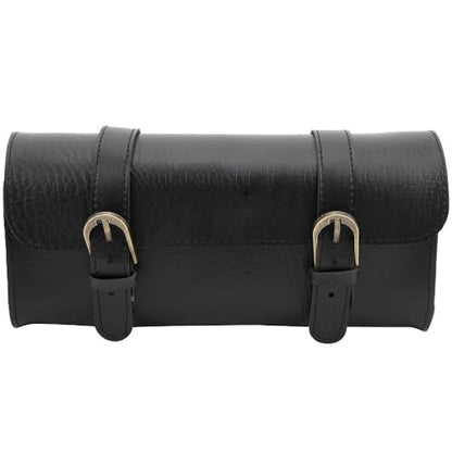 ‌PU Leather Bike Handlebar Bag - Retro Vintage Seat Bag with Adjustable Straps for Mountain/Road Scooters & Folding Bikes