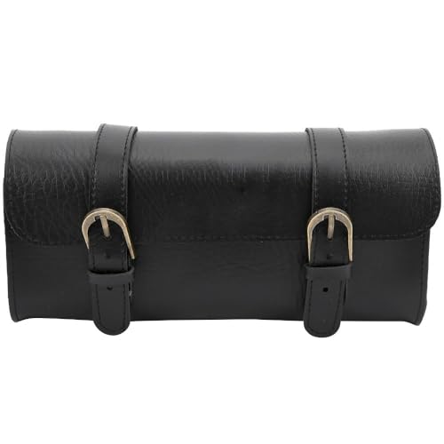 ‌PU Leather Bike Handlebar Bag - Retro Vintage Seat Bag with Adjustable Straps for Mountain/Road Scooters & Folding Bikes