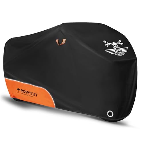 Motorcycle Cover Waterproof Outdoor Storage with Lock-Holes, Storage Bag & Night Reflective Design, All Season Protection Powersports Vehicle Covers Fits up to 116" Motorcycles - color: 210D Orange, size: 116"