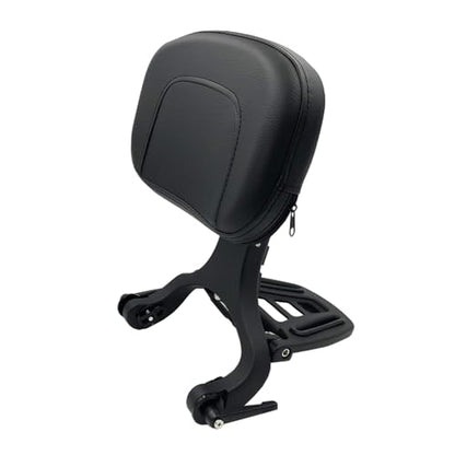 Adjustable Sissy Bar Backrest With Folding Luggage Rack For Harley/Indian/BMW R18/Honda,Black