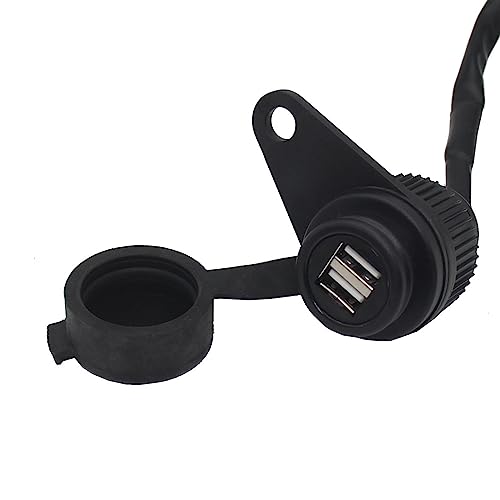 GoolRC USB Outlet Quick Charger Socket, Motorcycle Modified USB Chargers Adapter with Dual 5V/2A Port Waterproof Cover Replacement for MT-09 SP MT07 XSR700