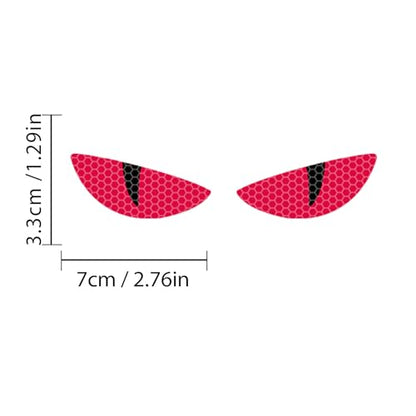 2 Pairs Car Reflective Stickers Cat Eyes, Motorcycle Headlight Semicircle Eye Decals, Waterproof Vinyl Safety Warning Decals for Car Truck Window Rear Tailgate (Red) - color: Red
