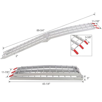 7.5 FT Aluminum Loading Ramps 1500 LBS Capacity Folding ATV Ramps for Pickup Trucks 2 Pack Lightweight Truck Ramps with Load Straps for ATV UTV Motorcycle Dirt Bike Lawn Mower Trailer Silver