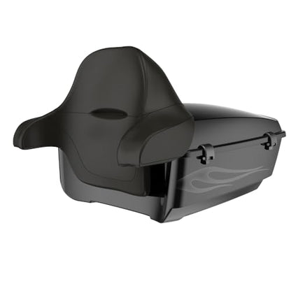 Advanblack 2025 Road Glide King Tour Trunk Pack Black Latch Wrap-Around Backrest Compatible with 1997-2025 Harley Touring Road Glide, Street Glide, Electra Glide (Midnight Firestorm) - color: Midnight Firestorm