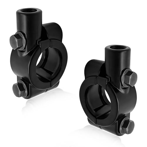 2 PCS Motorcycle Handlebar Mirror Mount Holder, 8mm Thread Mirror Clamp Adaptor Fits 7/8" Handlebar, Aluminum Rearview Mirrors Holder for Motorcycles ATVs Scooters Bikes (Black) - color: Black, 8mm
