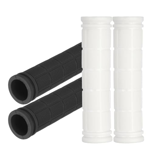 2 Pair Soft Rubber Handlebar Grips, Bicycle Handlebar Grips Bike Handle Bar Wrap Non-Slip 4.5 Inch - Fitting for Mountain Bikes/Road Bicycles/Scooter - color: Black/White