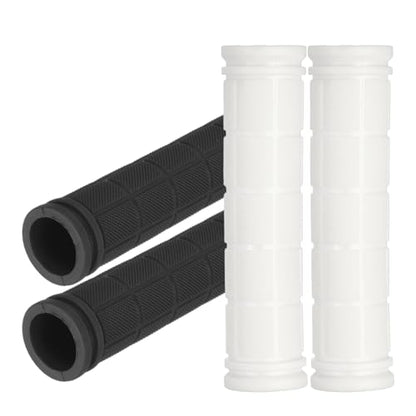 2 Pair Soft Rubber Handlebar Grips, Bicycle Handlebar Grips Bike Handle Bar Wrap Non-Slip 4.5 Inch - Fitting for Mountain Bikes/Road Bicycles/Scooter - color: Black/White