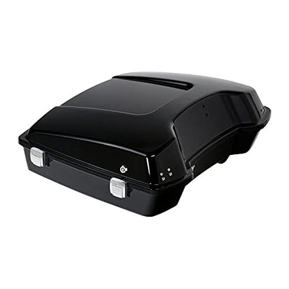 TCMT 5.5" Razor Motorcycle Trunk Box W/Latch Key Two Up Mounting Rack Fit For Harley Touring 2009-2013 Road Glide Road King Street Glide Pack - color: Chrome Lacthes Trunk+Black 2 up Rack