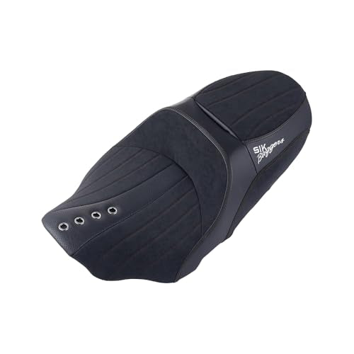 Advanblack SIK Baggers Touring Seat with Custom Stitching for 2009–2023 Harley Road Glide, Street Glide, Road King & Electra Glide，Gel-Lab Cushion, Synthetic Suede, No Backrest Slot (Black Stitching) - color: Black Stitching